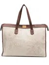 Eleventy Leather-trim Canvas Tote Bag In Neutrals