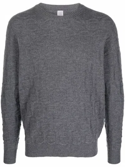 Eleventy Jacquard-logo Knitted Jumper In Gray