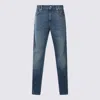Eleventy Straight Trousers With Belt Loops And Faded Wash In Blue