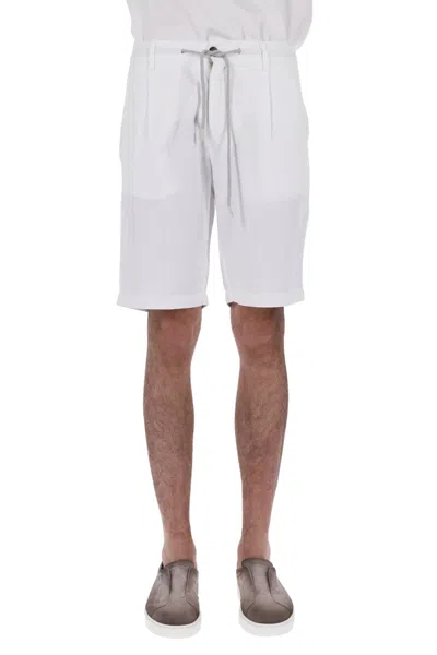 Eleventy Jogger Cotton-linen Denim Shorts In White