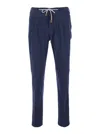 Eleventy Blue Pants With Drawstring Elastic Waist And Logo Patch On The Rear In Blu