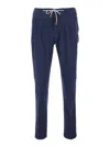 Eleventy Blue Pants With Drawstring Elastic Waist And Logo Patch On The Rear In Blue