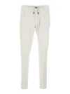 Eleventy White Pants With Elastic Drawstring Waist And Tapered Leg In Cotton Blend Stretch Woman In Grey