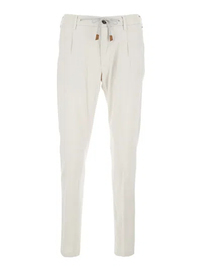 ELEVENTY WHITE DRAWSTRING WAIST PANTS IN COTTON MAN