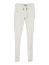 Eleventy White Pants With Elastic Drawstring Waist And Tapered Leg In Cotton Blend Stretch Woman In Grey