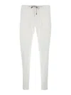 Eleventy White Pants With Elastic Drawstring Waist And Tapered Leg