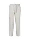 Eleventy Mens Drawstring Tapered-leg Linen Trousers Sand In Gray