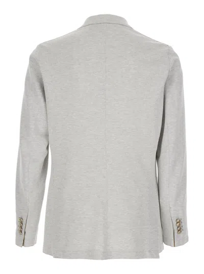 ELEVENTY GREY DOUBLE-BREASTED JACKET WITH PEAK REVERS AND REAR ENGLISH VENT IN VISCOSE BLEND STRETCH MAN