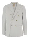 Eleventy Men Grey Double-breasted Jacket With Peak Revers And Rear English Vent In Viscose Blend Str