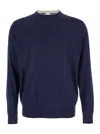 Eleventy Men Blue Crewneck Sweater In Wool And Silk Man