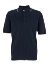 Eleventy Blue Sweater With Classic Collar And Fringed Hem In Fabric Man
