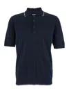 Eleventy Blue Sweater With Classic Collar And Fringed Hem In Fabric Man
