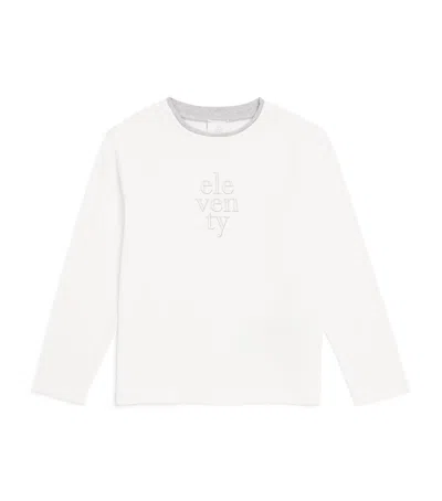 Eleventy Kids Cotton Logo T-shirt In White
