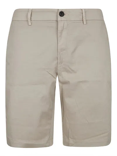 Eleventy Knee-length Tailored Cotton Shorts With Elastic Waistband In Transparent