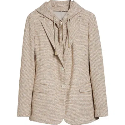 Eleventy Knit Blazer With Hooded Bib In Neutral