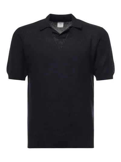 Eleventy Knit Polo In Blue