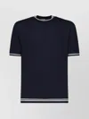 Eleventy Blue Knit T Shirt With Contrasting Details