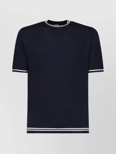 ELEVENTY KNIT T-SHIRT WITH RIBBED CREW NECK