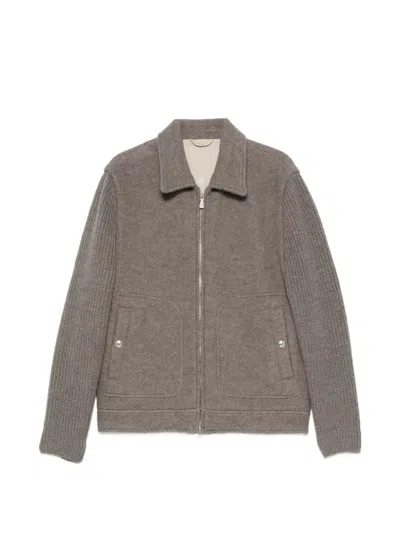 Eleventy Knitted Wool Jacket In Gray