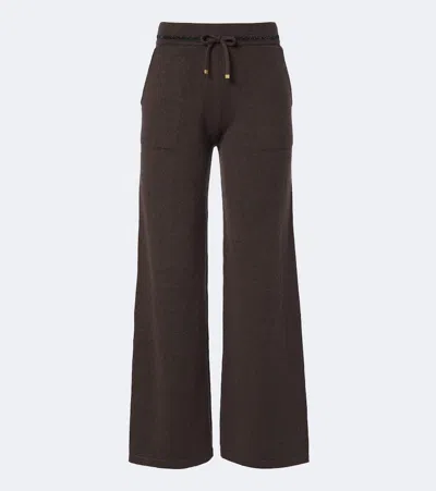 Eleventy Knitted Cashmere Wide-leg Pants In Brown