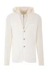 Eleventy Drawstring-hooded Single-breasted Jacket In White