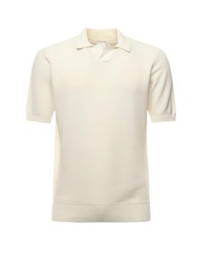 Eleventy Knitted Polo In Bianco