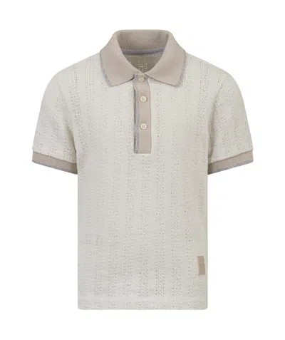 Eleventy Kids' Knitted Polo Shirt In Cream