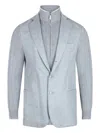 Eleventy Knitted-sleeve Two-button Jacket In Gray