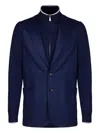 Eleventy Knitted-sleeves Blazer In Blue