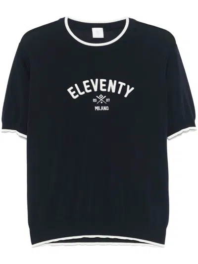 Eleventy Knitted T-shirt In Blue
