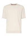 Eleventy Sand Knit Round Neck Short-sleeved Shirt In Sand