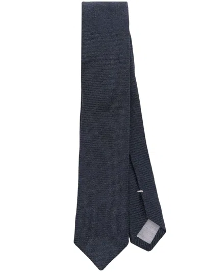 Eleventy Knitted Tie In Blau