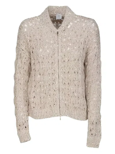 Eleventy Lace-knit Cardigan In Neutral