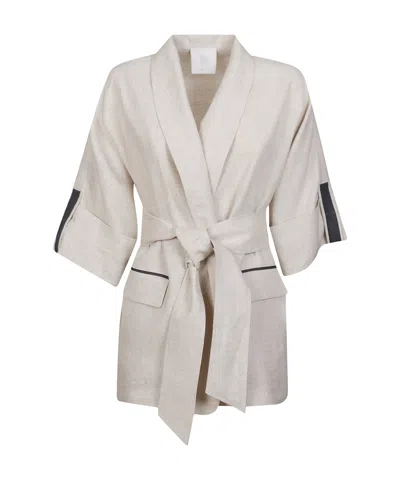 Eleventy Lace-up Casual Jacket In White