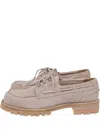 Eleventy Lace-up Leather Boat Shoes In Neutral