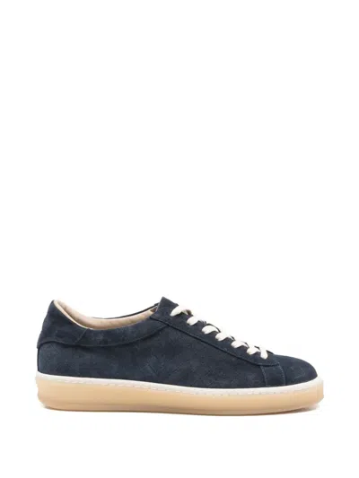 Eleventy Lace-up Leather Sneakers In Blue