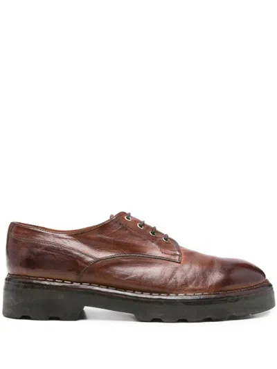 Eleventy Lace-up Rubber Sole Derby Shoes In Brown