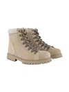 Eleventy Lace-up Shearling Boots In Neutral