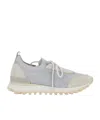 Eleventy Grey Sneakers With Knitted Upper And Chunky Sole In Fabric And Suede Man In White