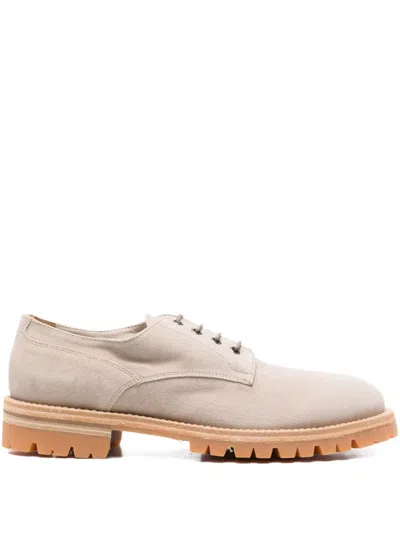 Eleventy Lace-up Suede Derby Shoes In Neutral