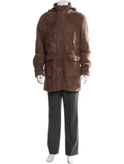 Pre-owned Eleventy Lamb Leather Parka In Brown
