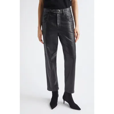 Eleventy Lambskin Leather Pants In Black