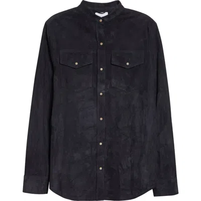 Eleventy Lambskin Suede Overshirt In Black