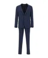 Eleventy Wool Blend Pinstripe Suit With Elasticated Waistband In Blue