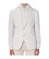Eleventy Hooded Blazer With Front Pockets And Ribbed Sleeves In White