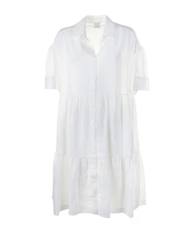 Eleventy Lapel Short Sleeve Dress In White