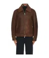 Eleventy Lapel Zipper Leather Jacket In Brown