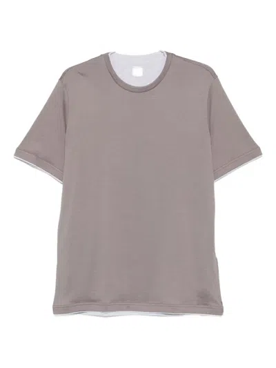 Eleventy Layered Cotton T-shirt In Gray