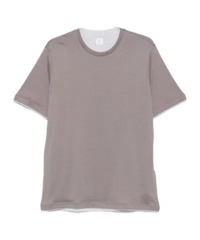 Eleventy Layered Cotton T-shirt In Animal Print