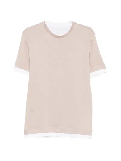 Eleventy Layered Crewneck T-shirt In Orange